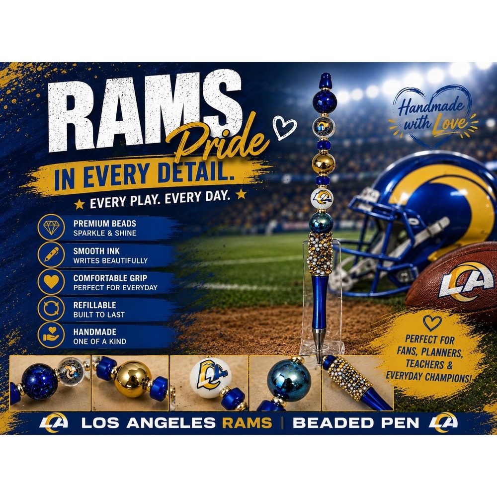 Blue & Gold Football Inspired Beaded Pen | Sports Fan Gift | Coach Gift